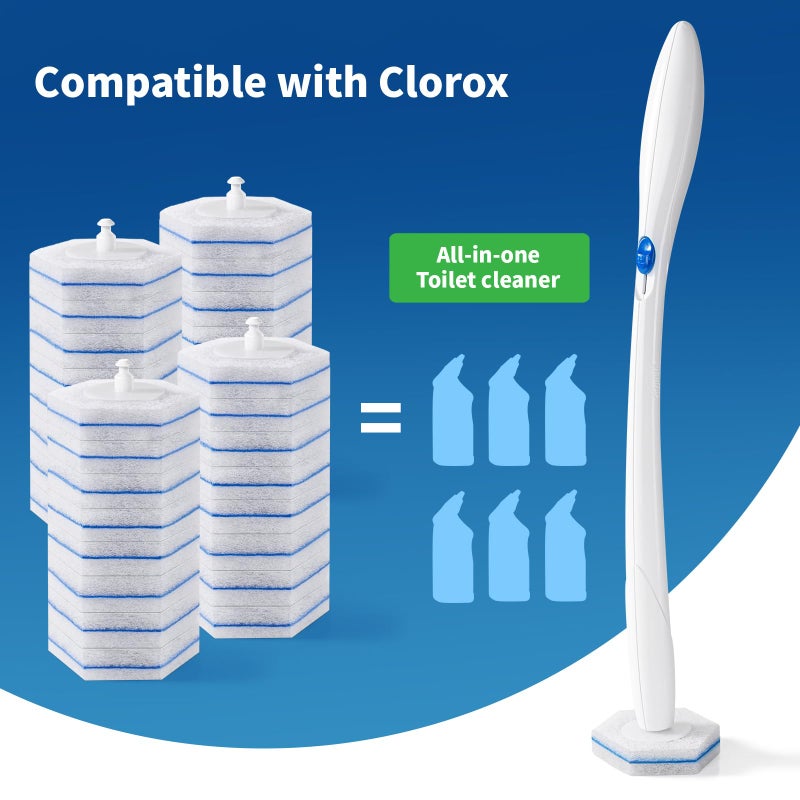 oshang Toilet Brush Refills, Toilet Refill Pads, Disposable Toilet Brush Heads for Toilet and Bathroom Cleaning, Compatible with Clorox Toilet Brush (32 Count) - Image 4